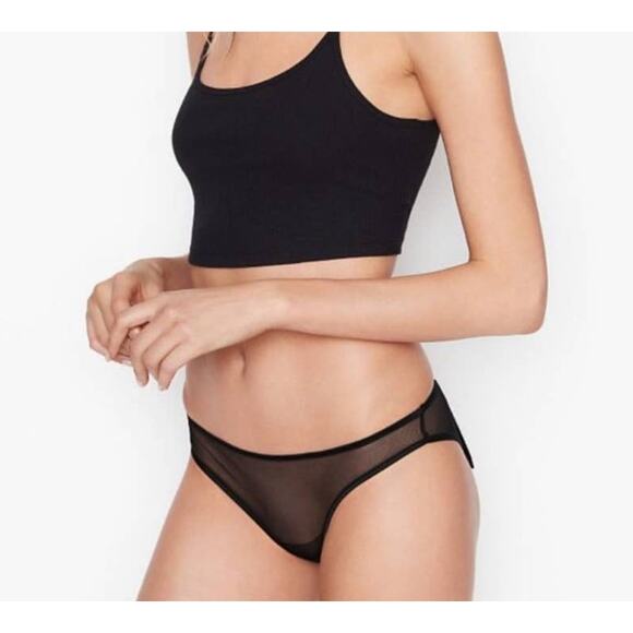 Victoria's Secret Black Mesh and Ribbon Bow Cheekini - M - Picture 3 of 5